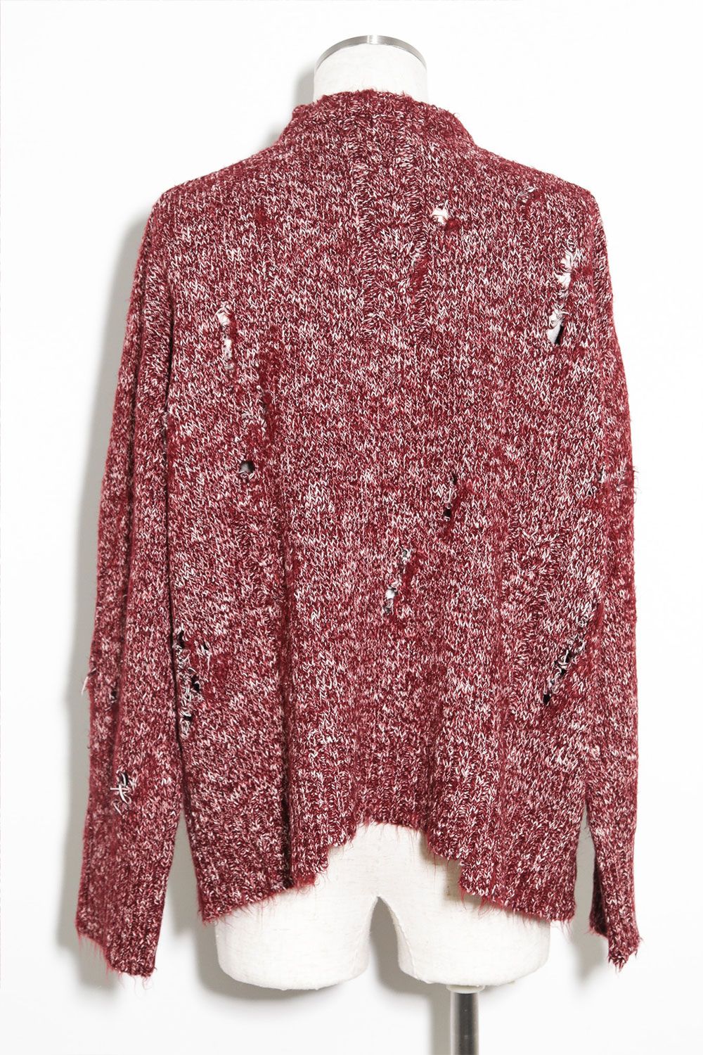 [ラスト1点 サイズ3] リラックスフィットダメージニット / Damage Knit Top / レッドミックス / ag-8013
