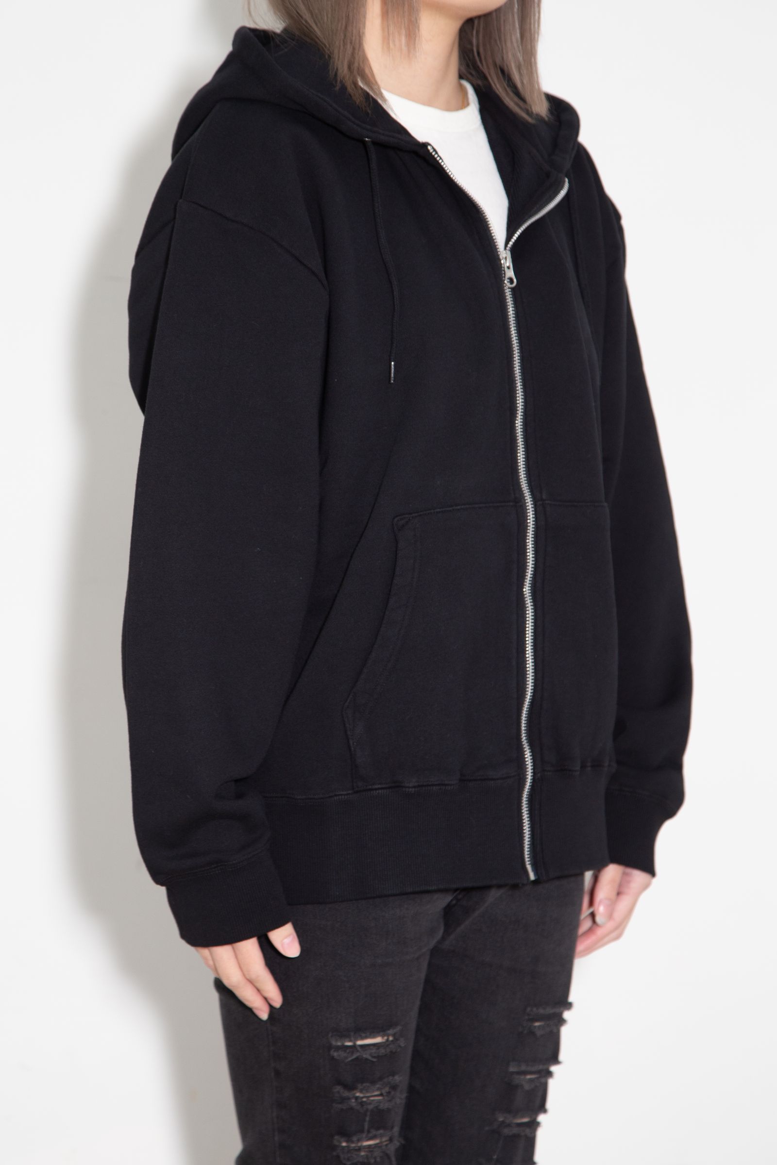 FACE PATCH AND LOGO ZIP UP SWEAT HOODIE / ブラック