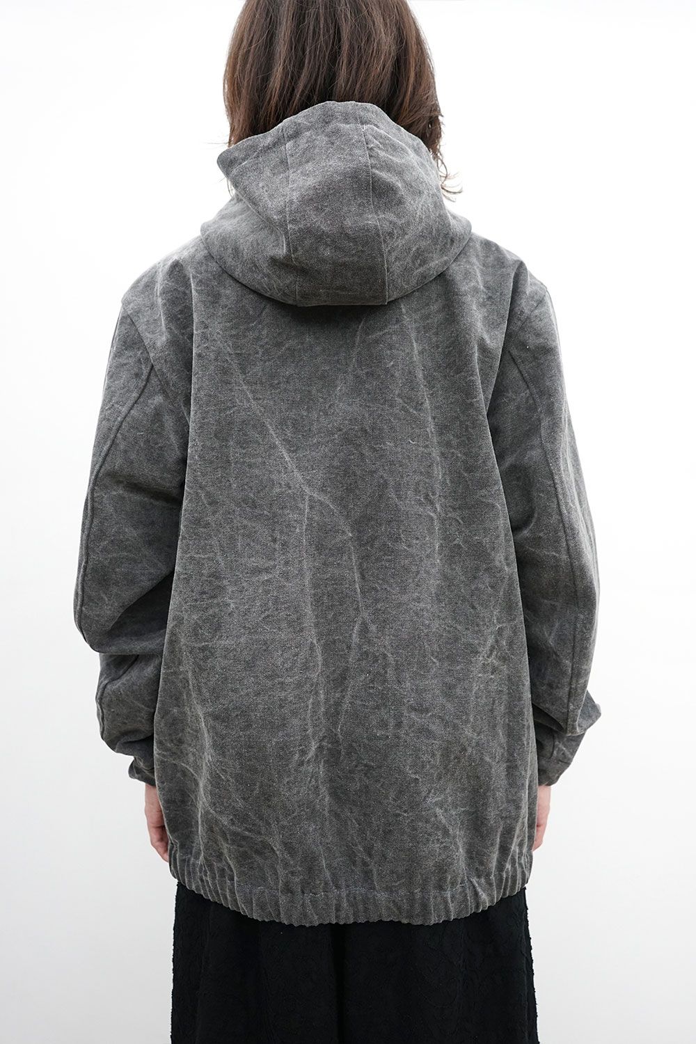 Woven Zip-Up Hoodie / チャコール