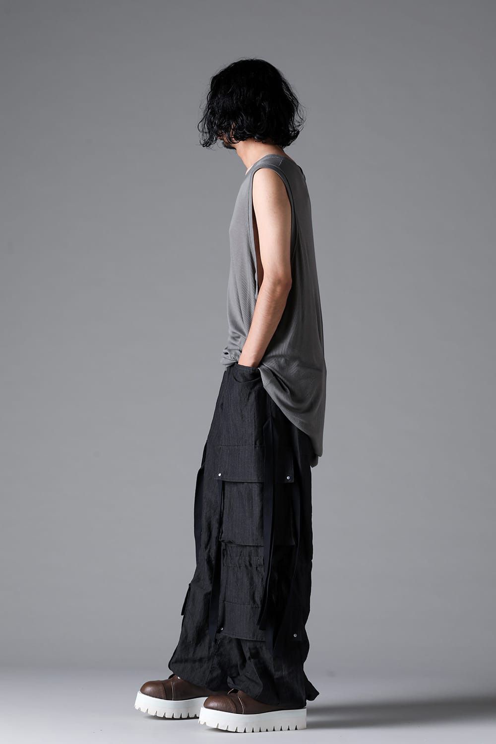 RIB LONG TANK TOP / グレー