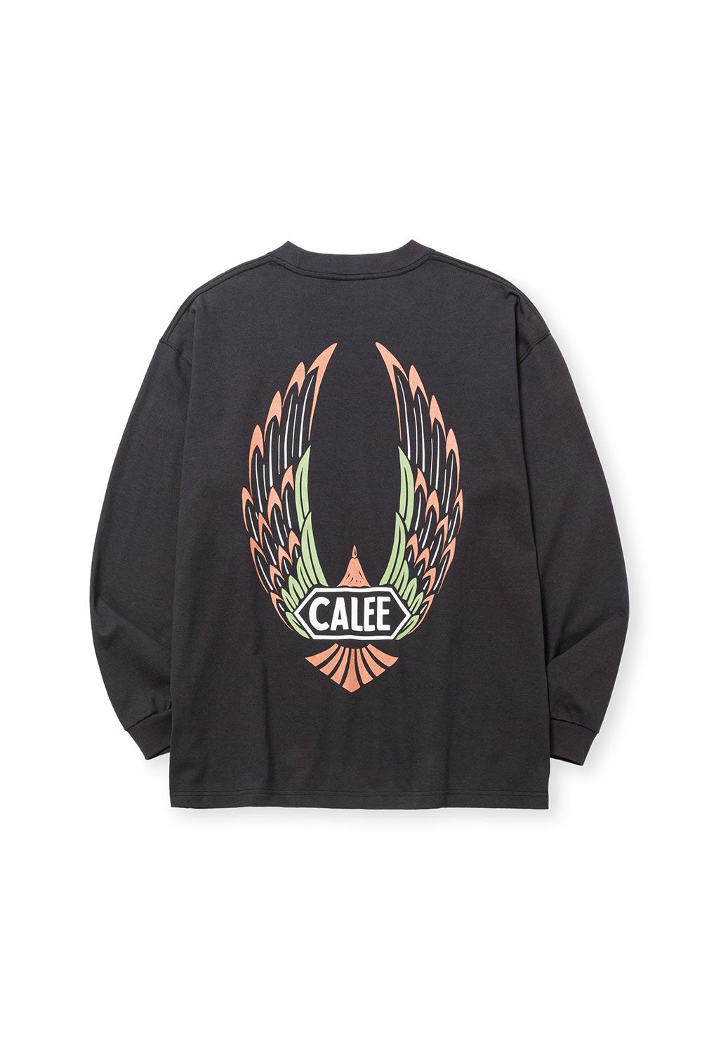 CALEE - [ラスト1点 サイズM] VINTAGE TYPE WING LOGO L/S TEE ＜NATURALLY PAINT  DESIGN＞ / チャコール | Tempt