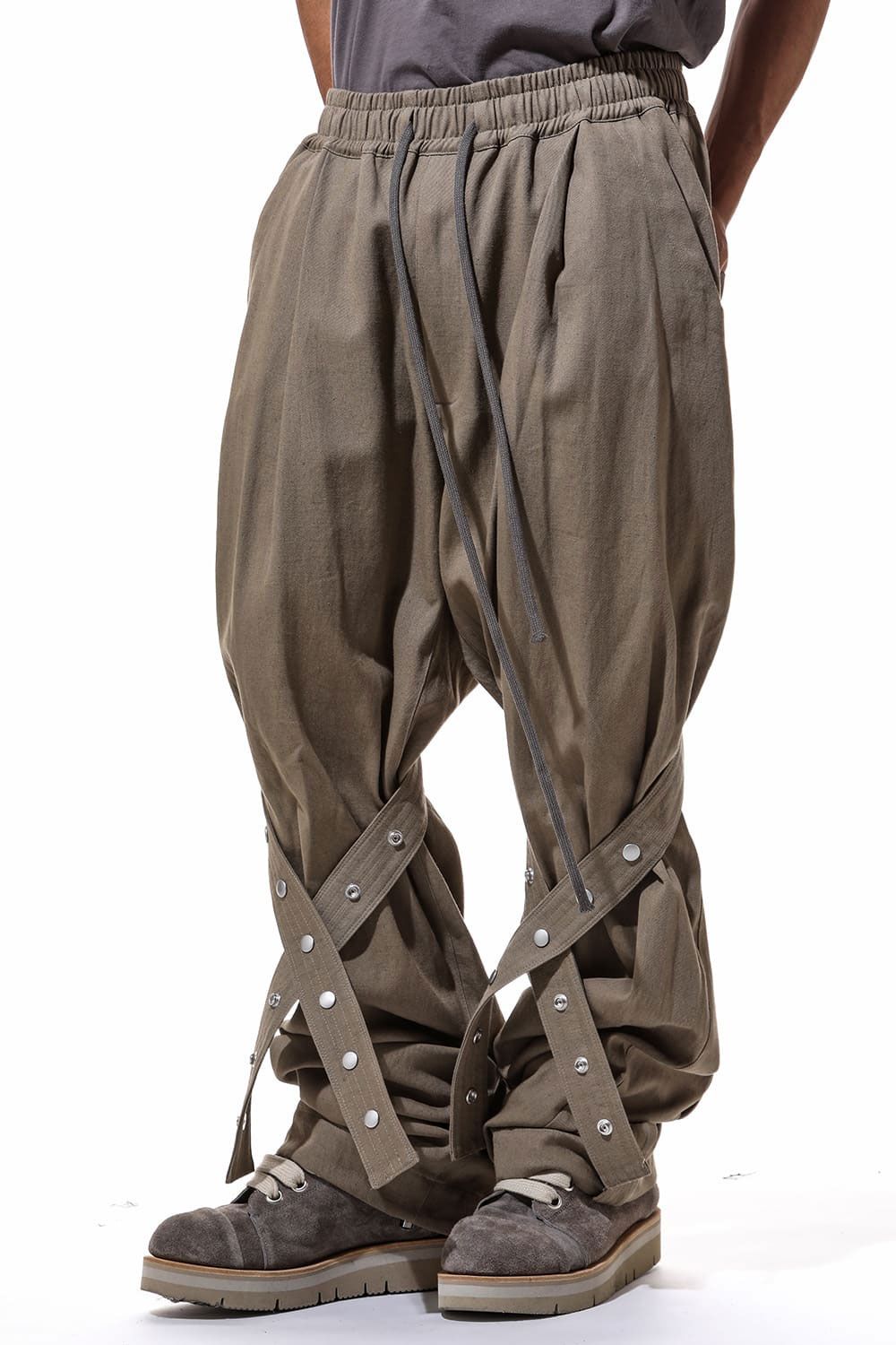 コットンリネンベルトワイドパンツ / Belt Parts Long Pants / ブラック / ag-9094-2