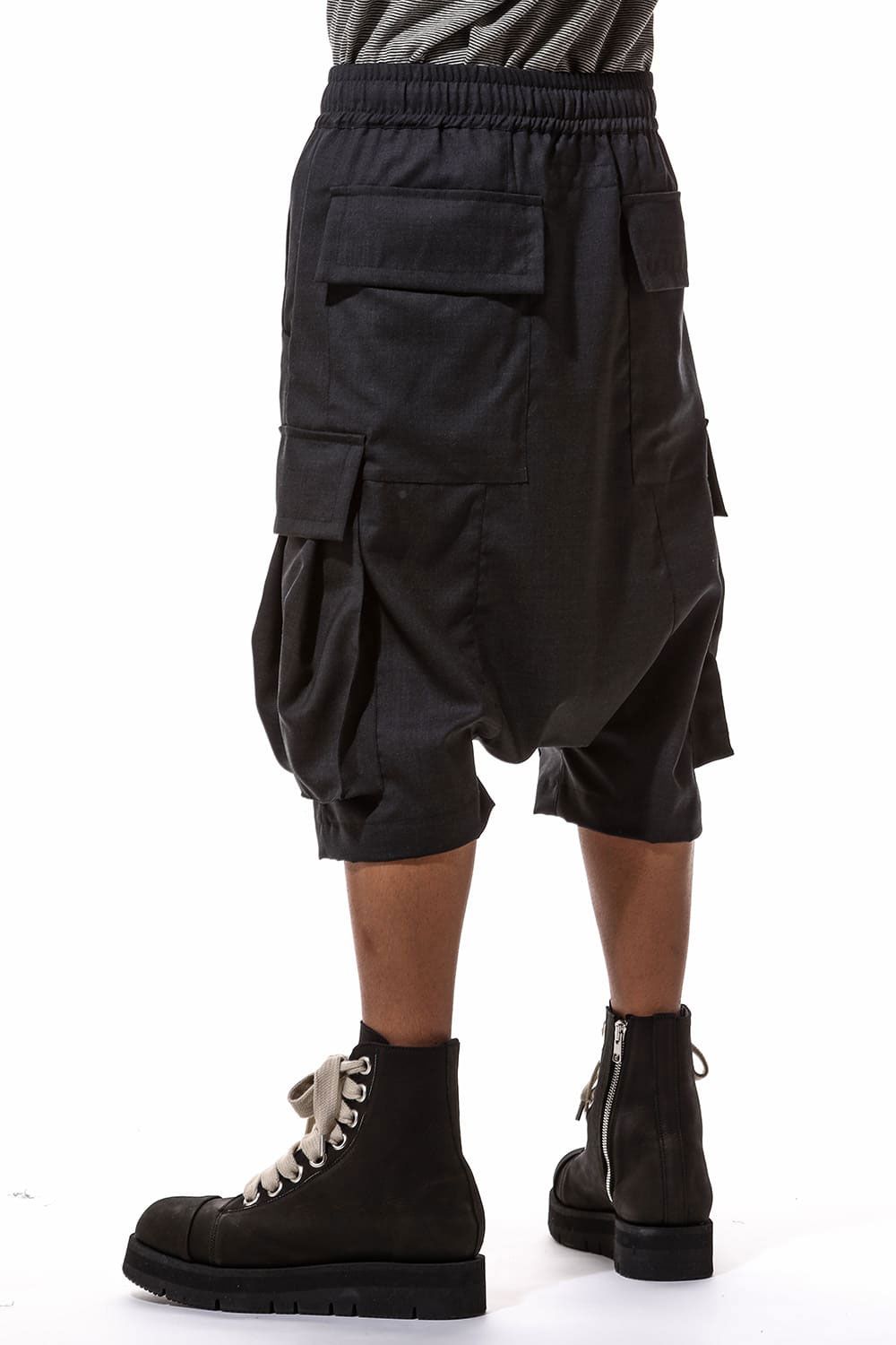 サマーウールタックポケットショーツ / Tuck Pocket Shorts / ブラック / ag-9069-1