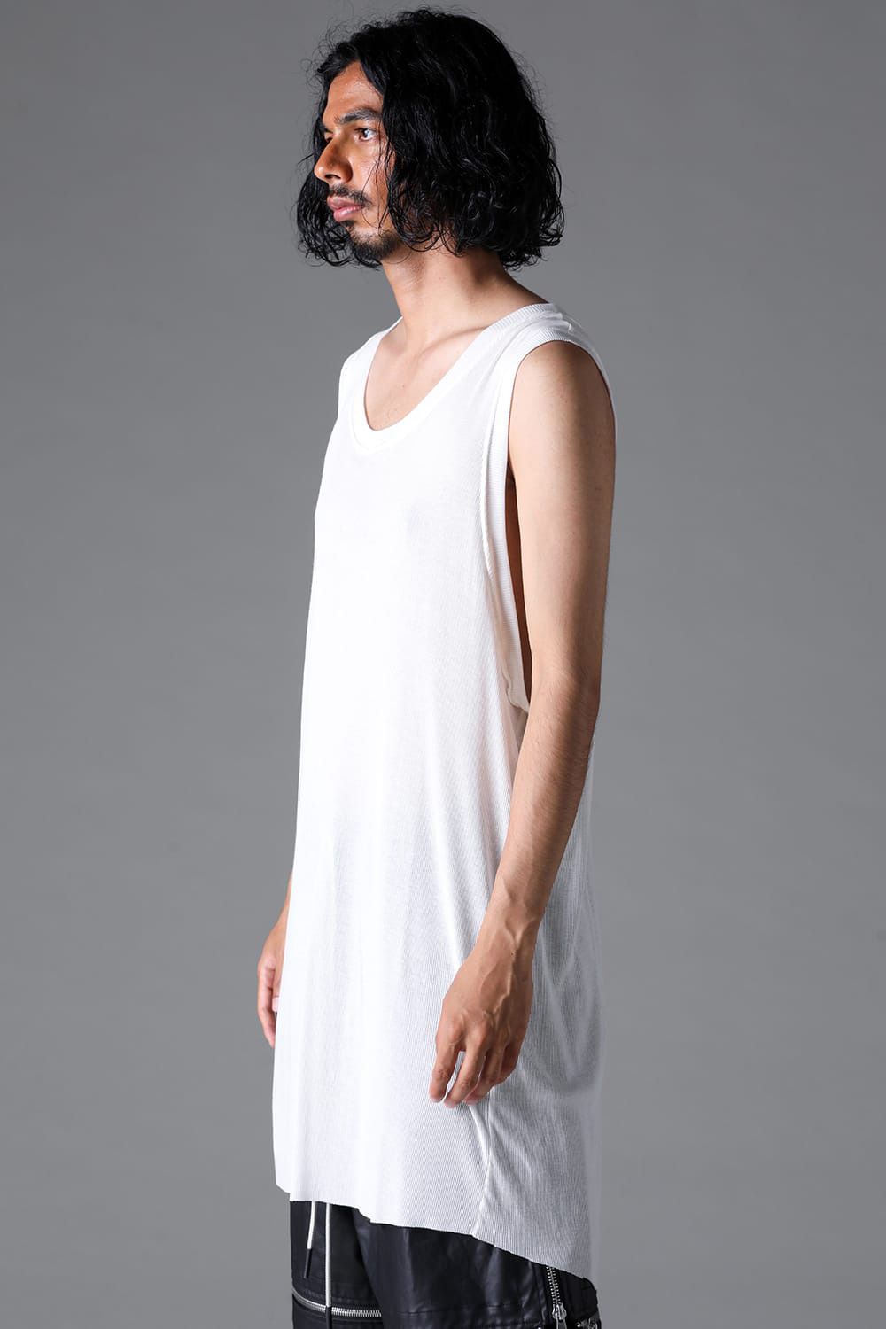 RIB LONG TANK TOP / グレー