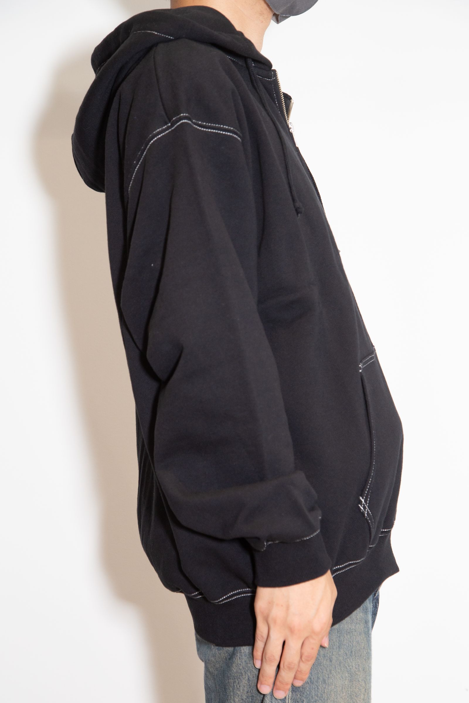 RHINESTONE OG ZIP HOODED SWEATSHIRT / ブラック
