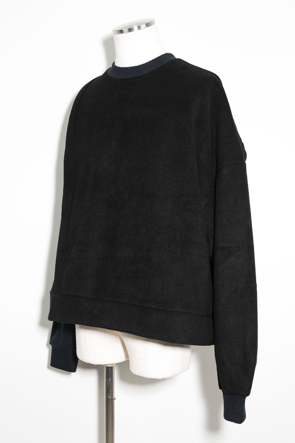 ニットコーデュロイ×フリーストップ / Knit Corduroy Combi Fleece Top / ブラック / ag-10086