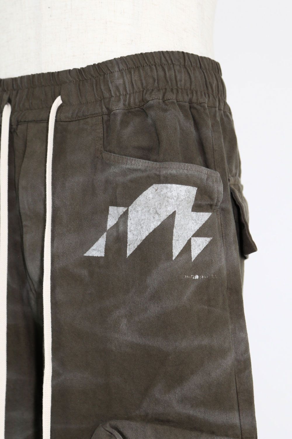 ヴィンテージ染めワイドカーゴパンツ / Vintage Dyed Pocket Long Pants / カーキ / ag-7035-1