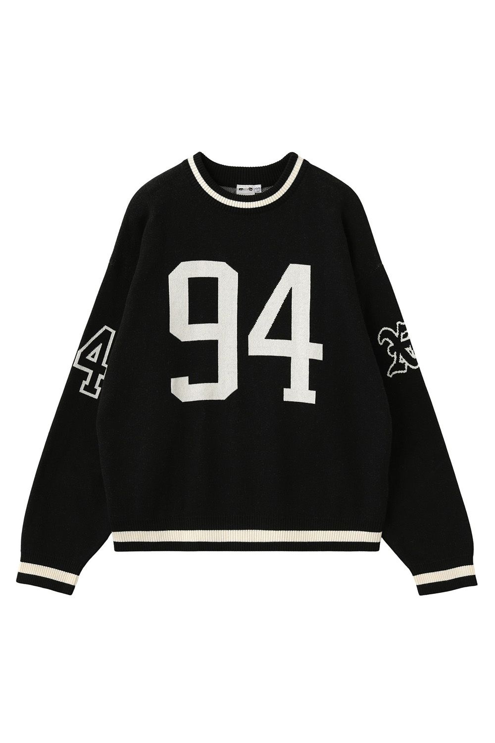 ［ラスト1点］NUMBERING JACQUARD KNIT TOP / ブラック