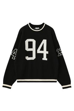 ［ラスト1点］NUMBERING JACQUARD KNIT TOP / ブラック