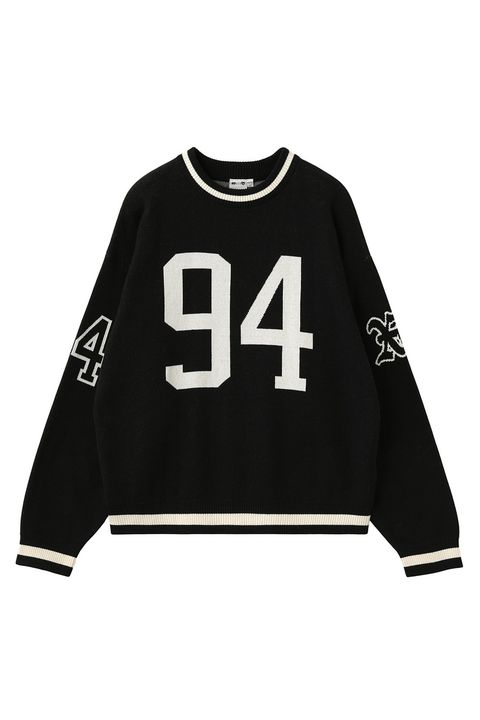 ［ラスト1点］NUMBERING JACQUARD KNIT TOP / ブラック