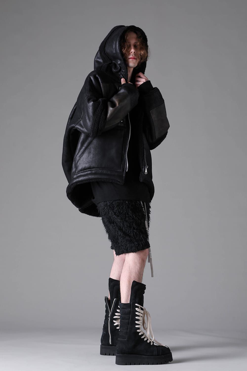 Faux Shearling Hoodie Blouson