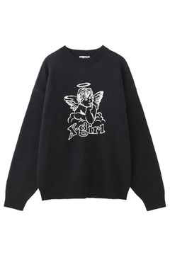ANGEL JACQUARD KNIT TOP / ブラック