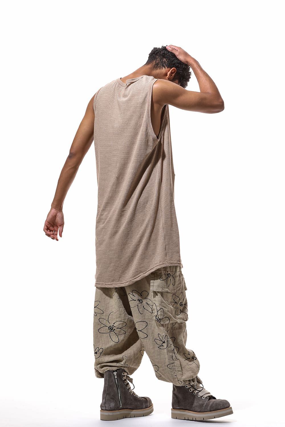 ストライプロングタンクトップ / Stripes Long Tank Top / マスタード×アイボリー