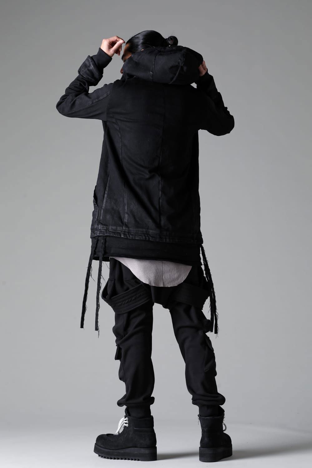 【コーティングあり】デニムフーディージャケット / COATED HOODIE DENIM JKT / ブラック / ag-12040-1