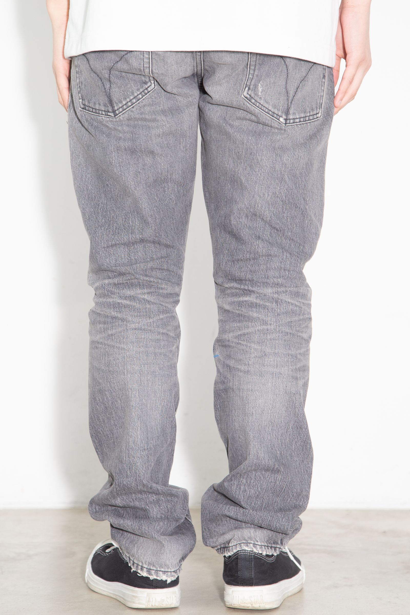 MSR加工 スリムストレートデニムパンツ / ブラック