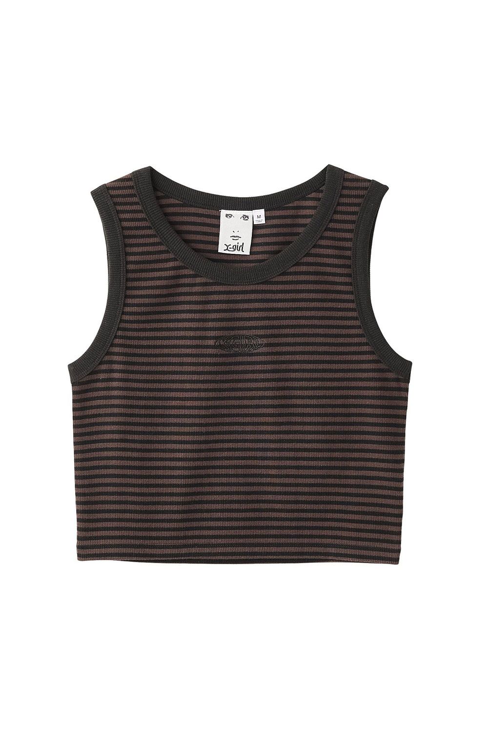 X-girl - OUTLINE OVAL LOGO TANK TOP / ブラック | Tempt