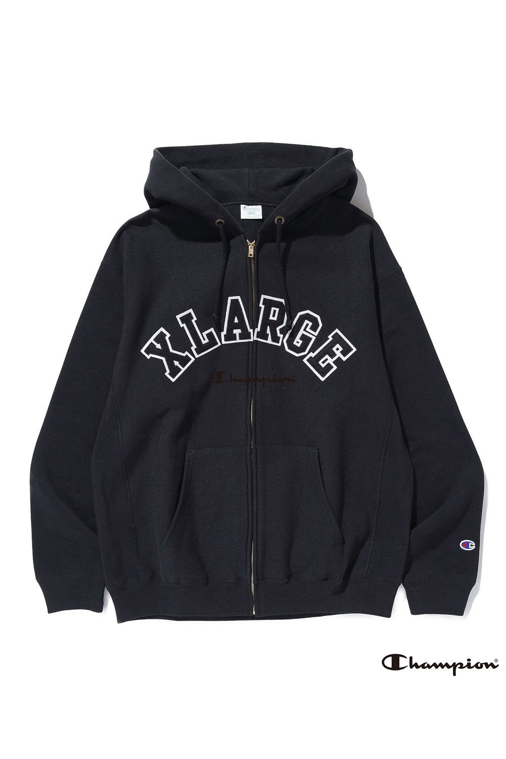 【セットアップ】XLARGE×Champion REVERSE WEAVE ZIP HOODED SWEATSHIRT・PANTS / ブラック