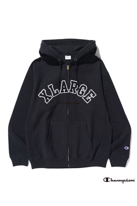 【セットアップ】XLARGE×Champion REVERSE WEAVE ZIP HOODED SWEATSHIRT・PANTS / ブラック