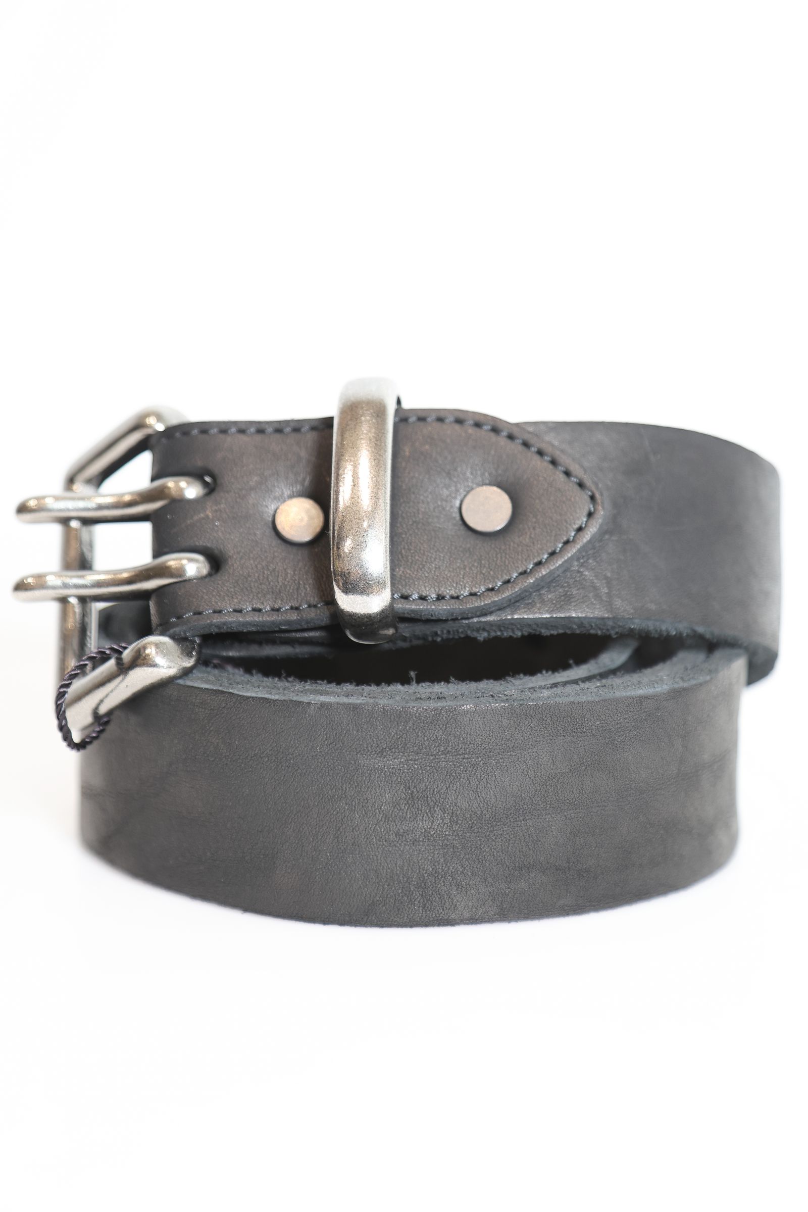 [318-42] JP SHOULDER GARMENT-DYED 2PIN-BUCKLE BELT【40mm】  / ブラック