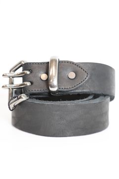 [318-42] JP SHOULDER GARMENT-DYED 2PIN-BUCKLE BELT【40mm】  / ブラック