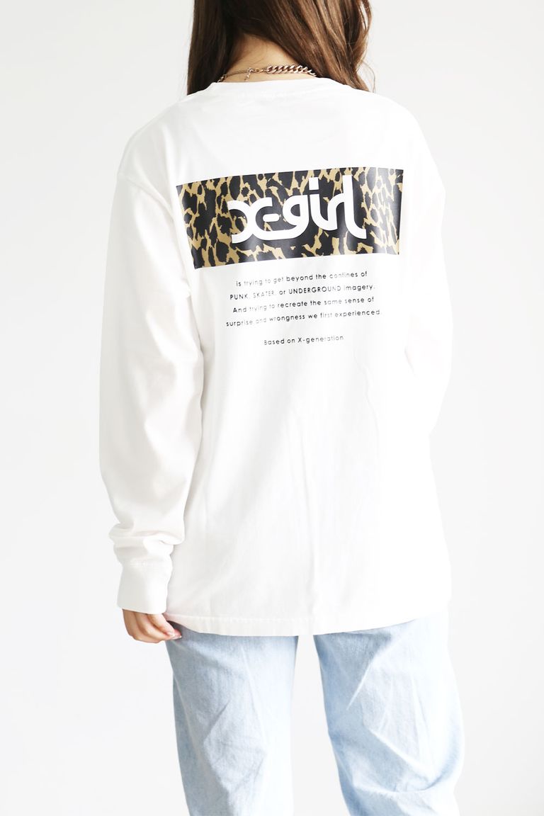 X Girl Leopard Box L S Tee ホワイト Tempt