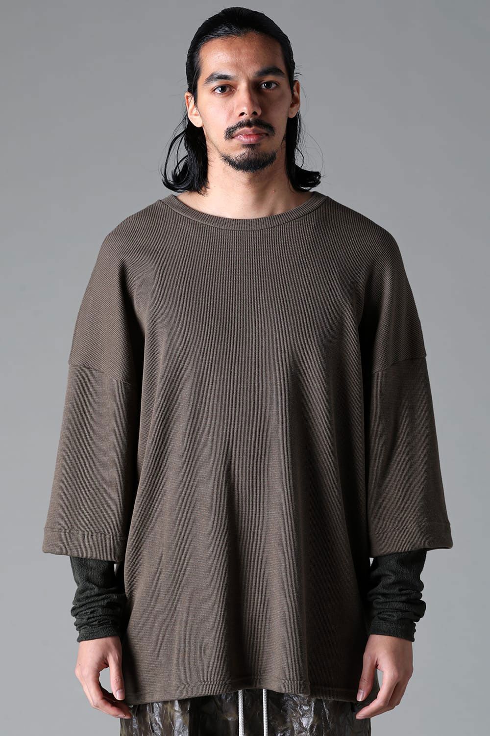 LAYERED CREW NECK TOP / ダークグレー
