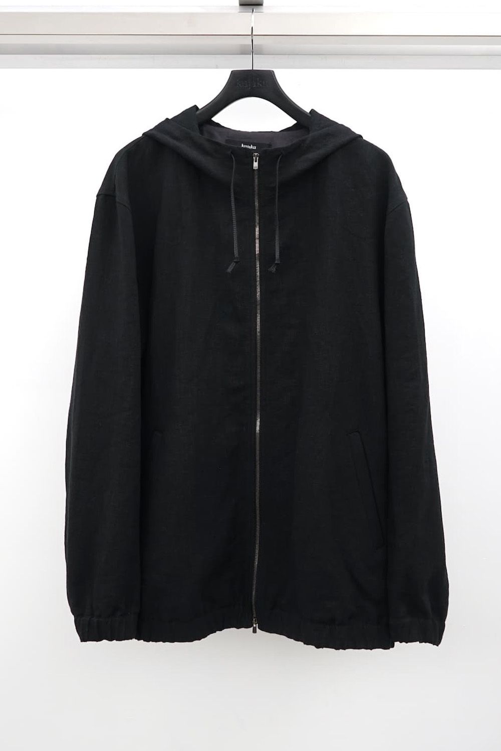 Linen Woven Zip-Up Hoodie