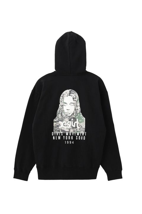 COLLAGE CAMO FACE ZIP UP SWEAT HOODIE / ブラック