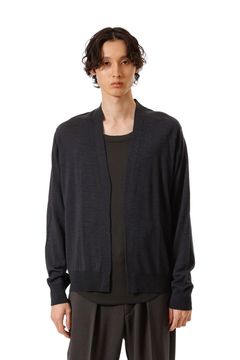 × JOHN SMEDLEY MERINO EXTRAFINE BUTTONLESS V NECK CARDIGAN / ダークネイビー