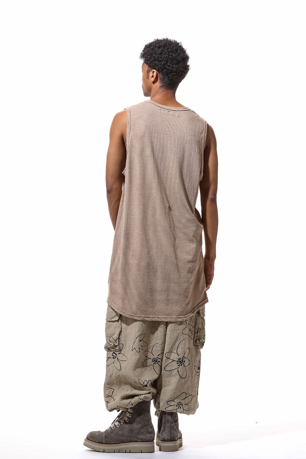 ストライプロングタンクトップ / Stripes Long Tank Top / マスタード×アイボリー