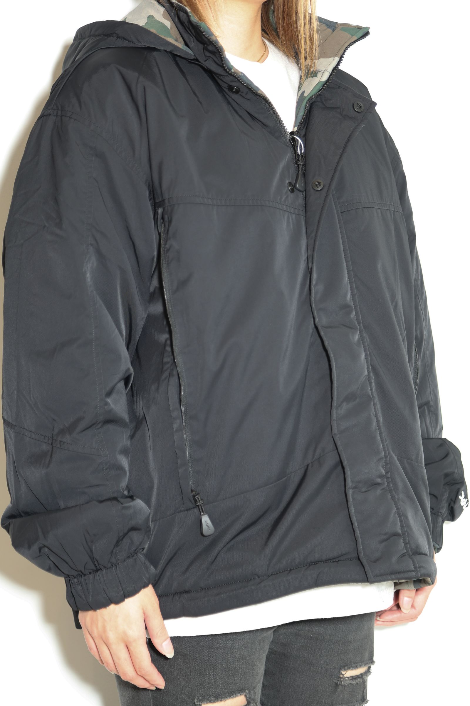 X-girl - FACE EMBROIDERED PATCH REVERSIBLE JACKET / ブラック | Tempt