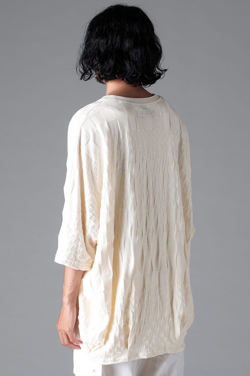 GRADIENT PLAID PATTERN DOLMAN TEE / ブラック