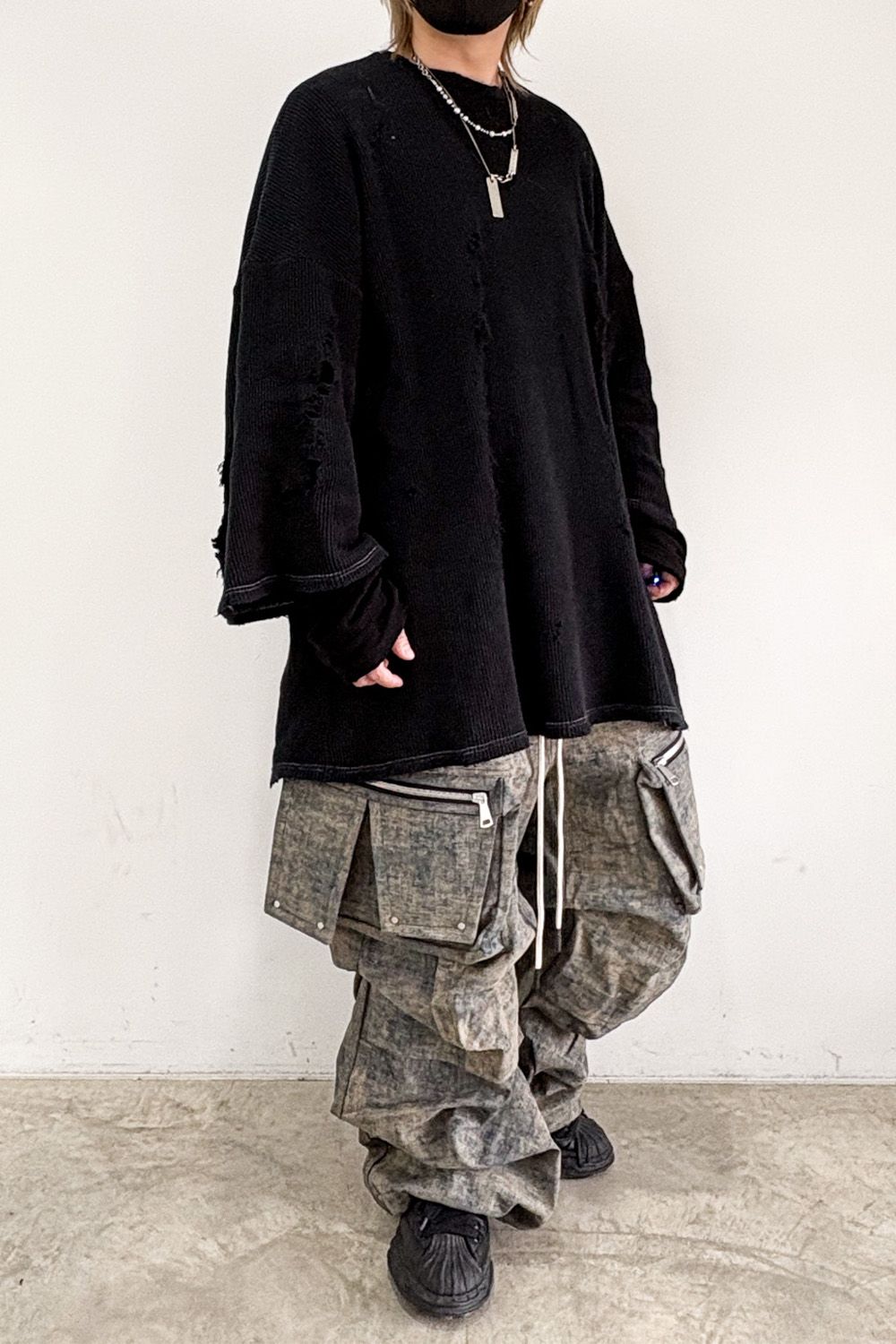 BLENDED SHADES DENIM CARGO TUCK WIDE PT / スチールブルー