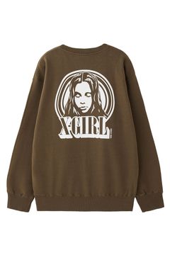 CIRCLE BACKGROUND FACE LOGO BIG SWEAT TOP / ブラウン