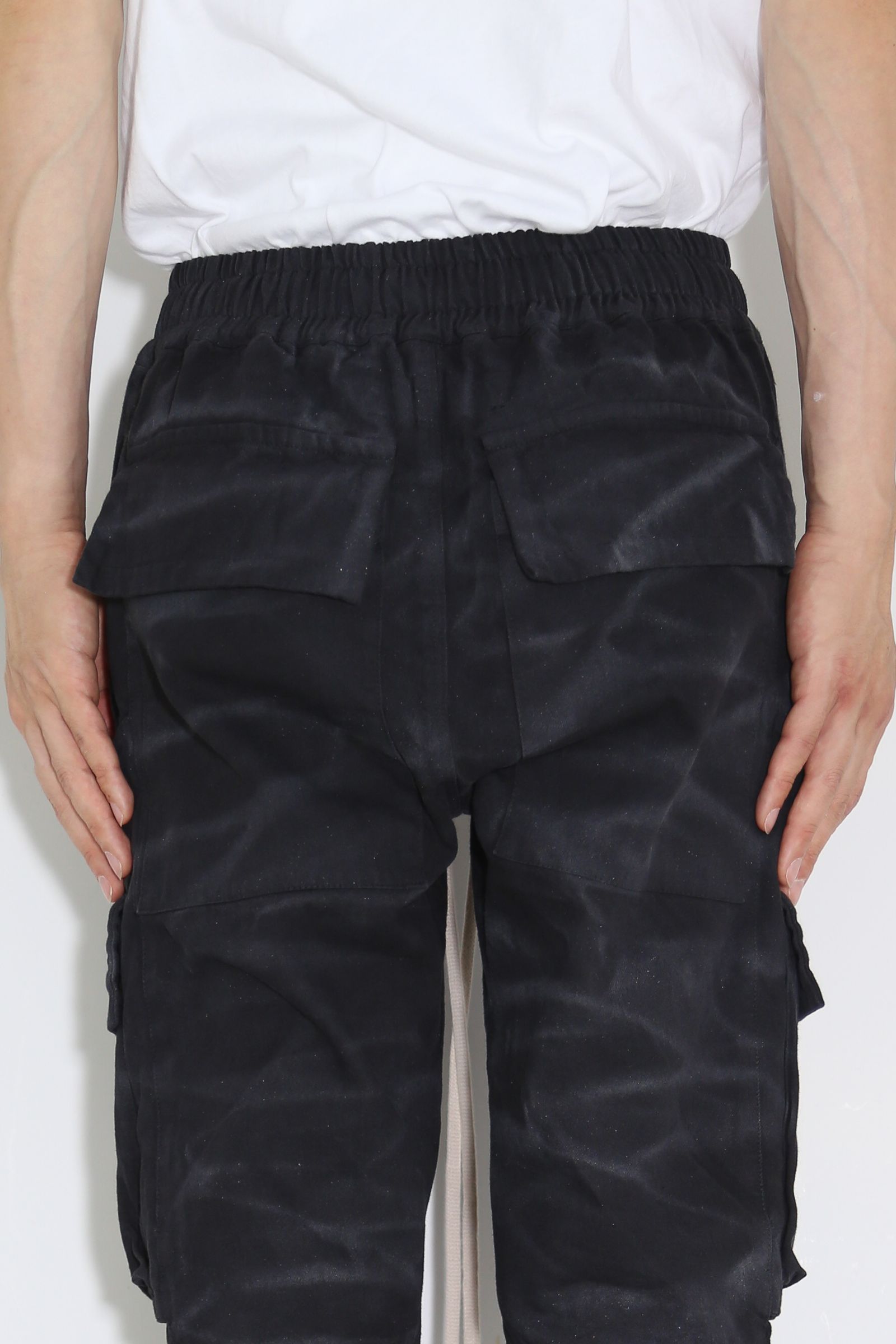 ヴィンテージ染めジップカーゴパンツ / Vintage Dyed Zip Long Pants / ブラック / ag-7036-1