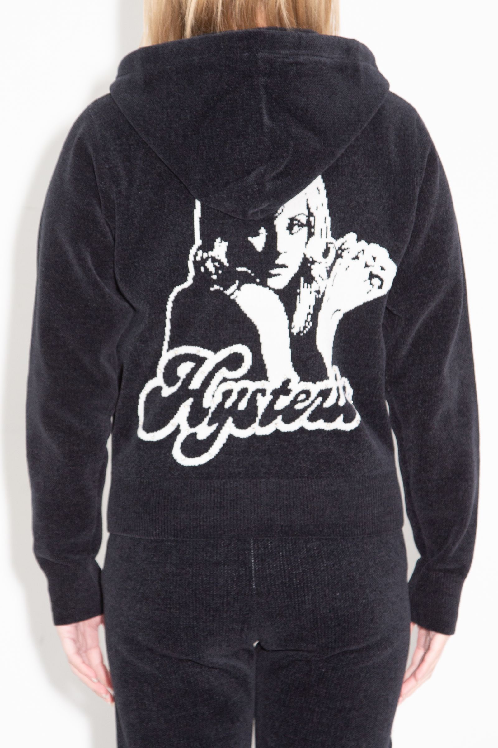 【セットアップ】HYSTERIC GIRL編込 パーカー・HYSTERIC GLAMOUR編込 フレアパンツ / ブラック