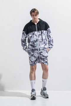 【セットアップ販売】[ラスト1点 サイズ2]  RUSH OVER  ZIPUP HOODIE・RUSH SHORTS / カモブラック