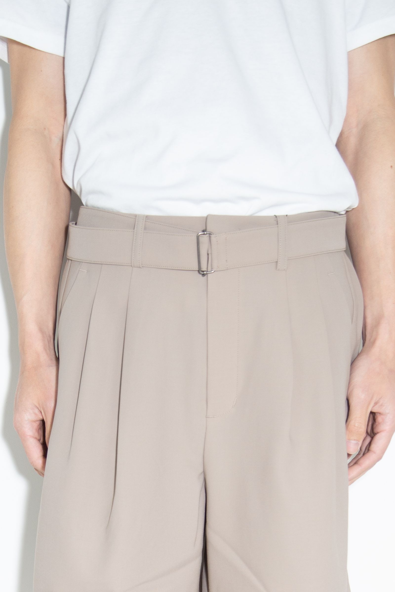 [ラスト1点 サイズ2] PE CONPACT TWILL BELTED SHORTS / ベージュ