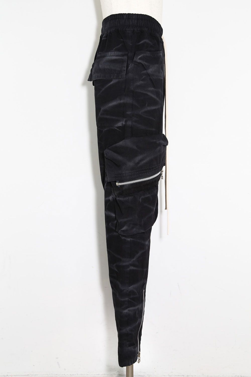 ヴィンテージ染めワイドカーゴパンツ / Vintage Dyed Pocket Long Pants / ブラック