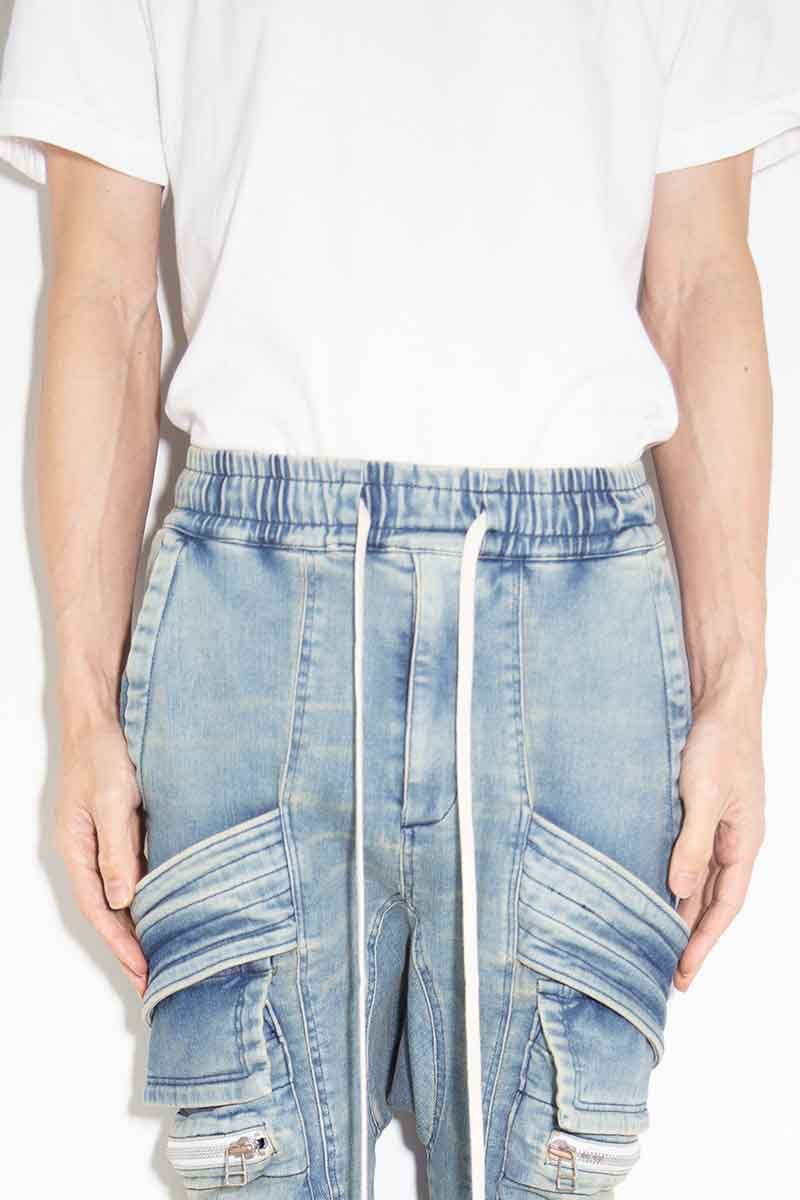 サルエルカーゴスキニーデニム / Indigo Denim Cargo Sarouel Skinny / インディゴブルー / ag-6036-2