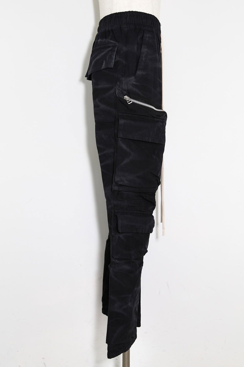 ヴィンテージ染めジップカーゴパンツ / Vintage Dyed Zip Long Pants / ブラック / ag-7036-1