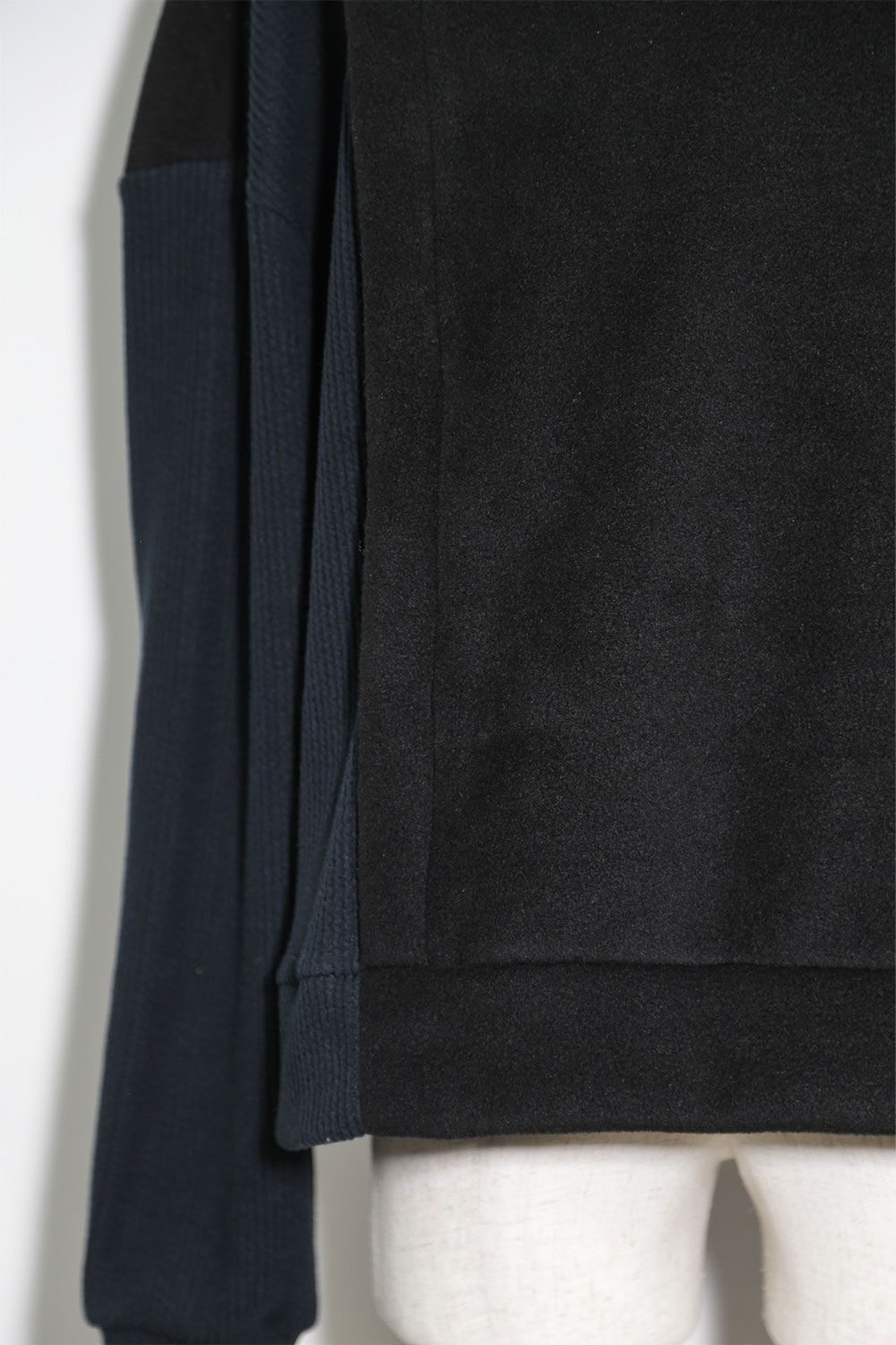 ニットコーデュロイ×フリーストップ / Knit Corduroy Combi Fleece Top / ブラック / ag-10086