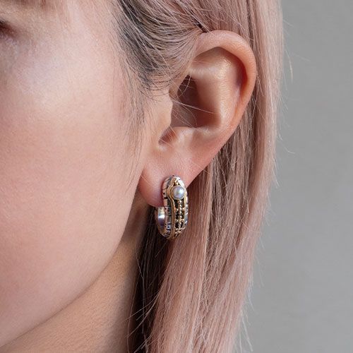 Santorini Hoop Earrings（Pearl） / GA008