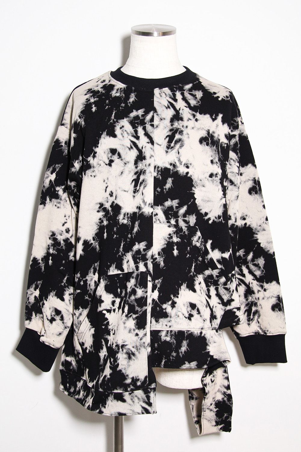 アシンメトリークルーネック / ASYMMETRY CREW NECK / ブラック×アイボリー / ag-12081-1