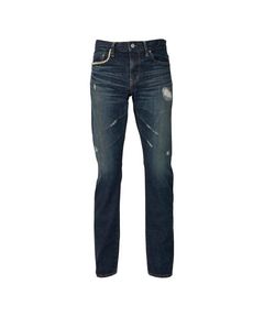 【人気定番商品】 RW CLASH加工 スリムストレートデニムパンツ / ダークインディゴブルー