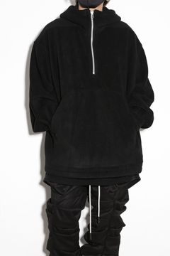 フリースハーフジップフーディー / Fleece Hoodie / ブラック / ag-10085-1