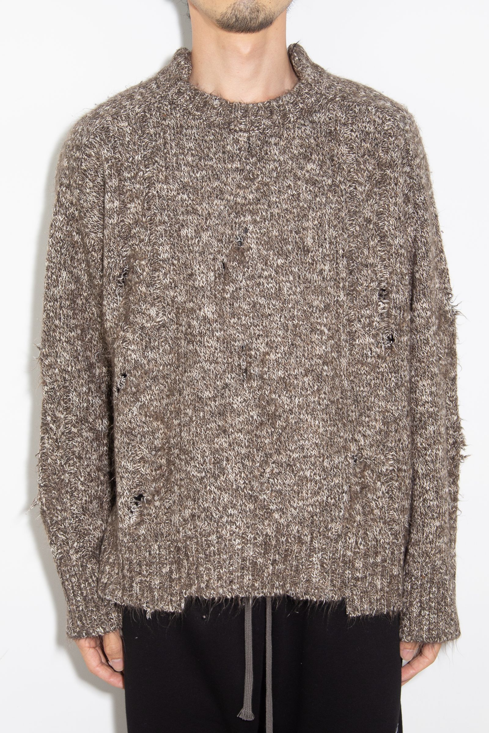 リラックスフィットダメージニット / Damage Knit Top / ブラウンミックス / ag-8013