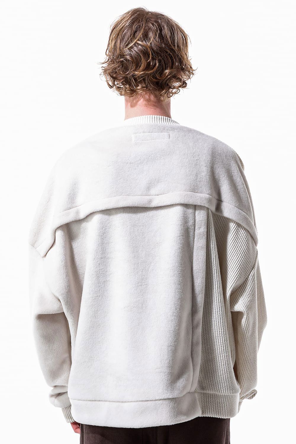 ニットコーデュロイ×フリーストップ / Knit Corduroy Combi Fleece Top / アイボリー / ag-10086