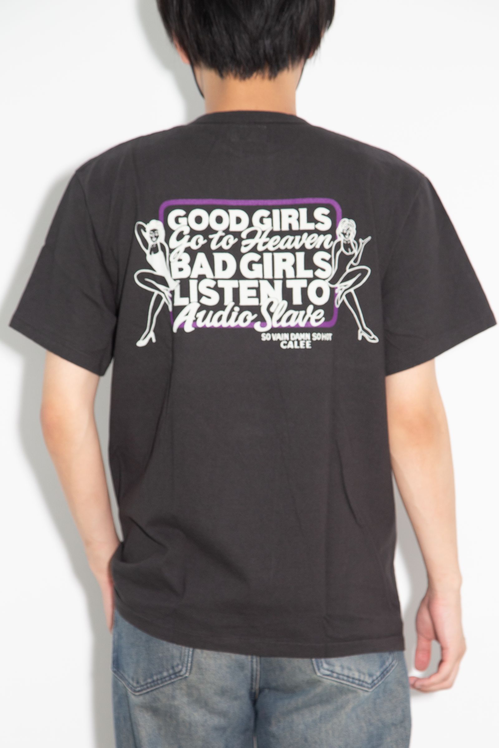 GARMENT DYE GIRLS LOGO POCKET TEE ＜NATURALLY PAINT DESIGN＞ / ブラック
