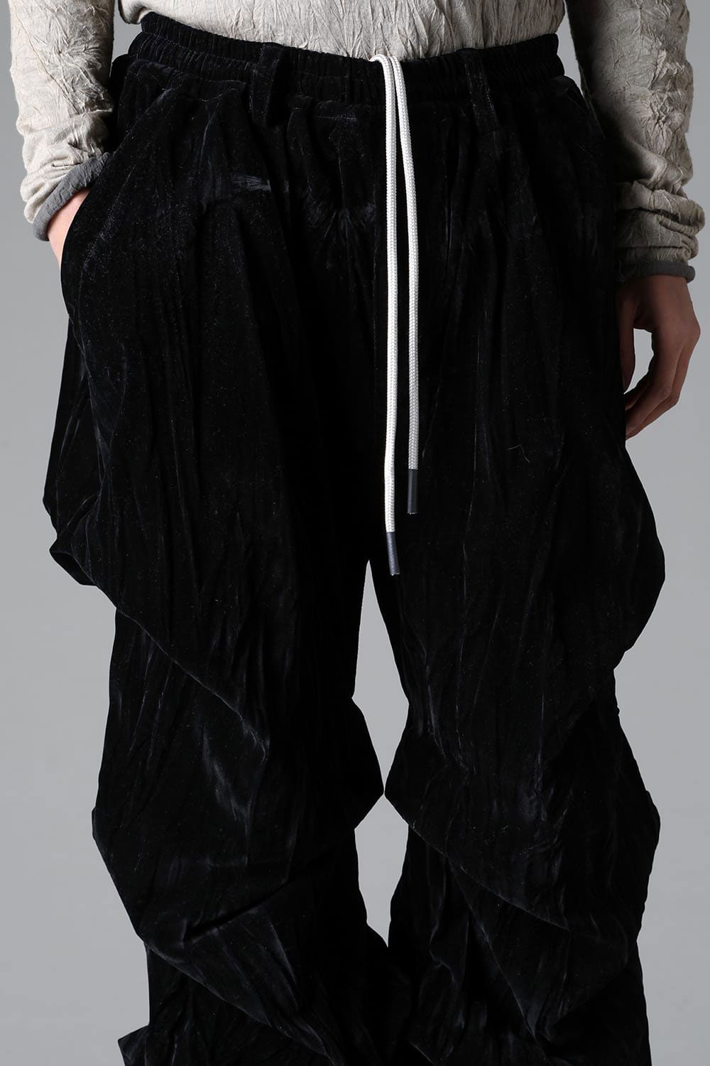 ベロアタックワイドパンツ / TUCK WIDE PANTS / ブラック / ag-12035-1